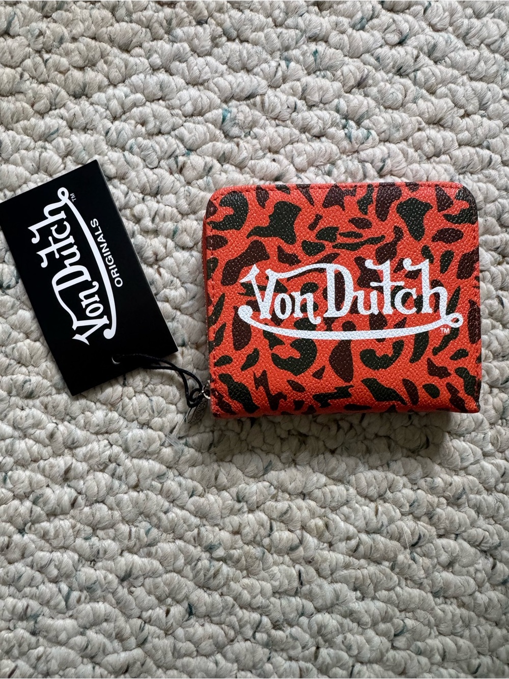 Von Dutch Orange Camo Compact Wallet